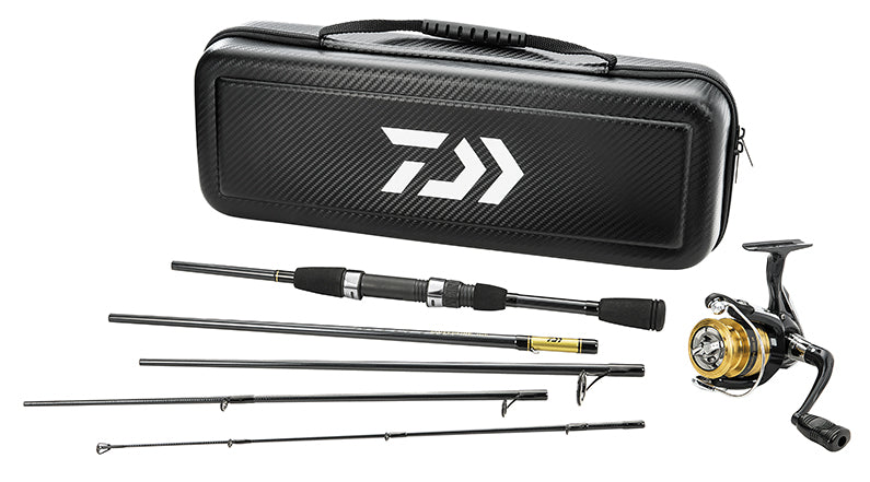 Daiwa CC20F565L Carbon Case Travel 5pc Rod, Pre-Mounted Freshwater Spinning Combo, Digigear Reel, 8/160yds, Split Grip EVA