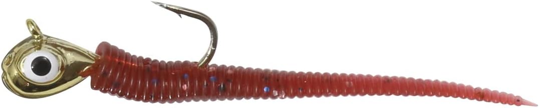 NORTHLAND TACKLE Rigged Tungsten BLOODWORM / 1 7/8" / 1/28 OZ - #10 HK / 5 Pack/Gold