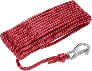Attwood 11736-7 Solid Braid Multifilament Polypropylene Anchor Line with Spring Hook 3/8-Inch x 50-Feet, blue (Copy)