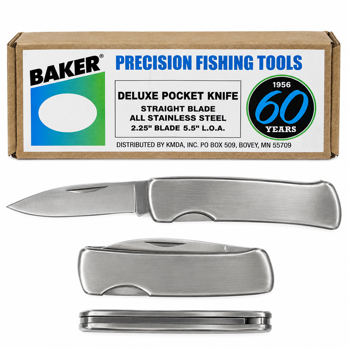 Baker Deluxe Stainless Steel Pocket Knife – 2.25" Straight Blade
