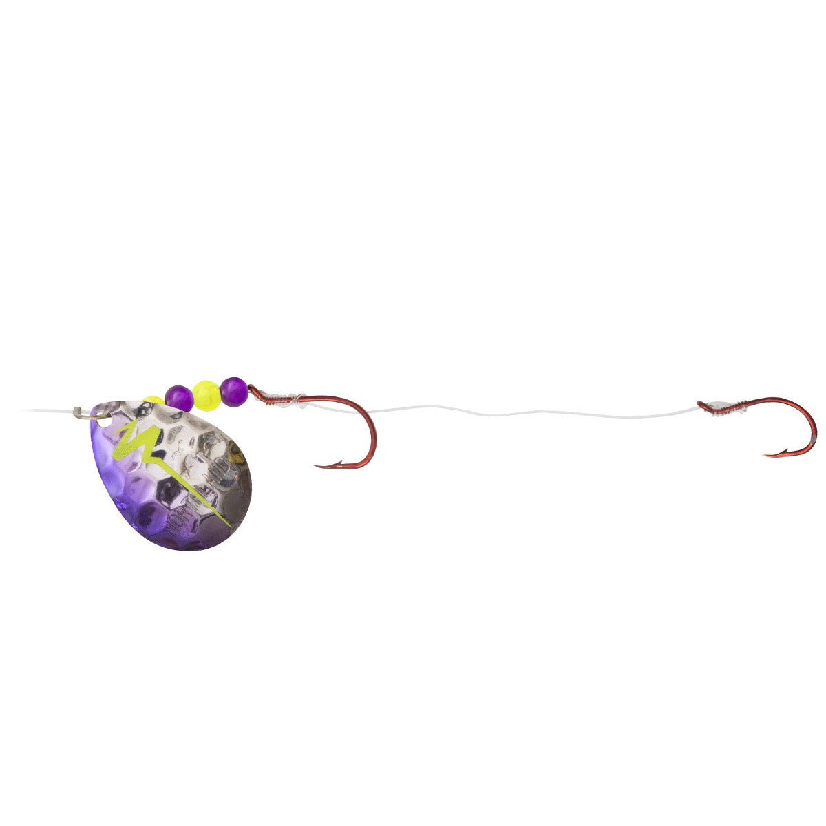 NORTHLAND GRAVEL GRINDER HARNESS - 1/CARD - 60" SNELL - #6 COLORADO - #1/#2 HOOKS - PURPLE RACECAR