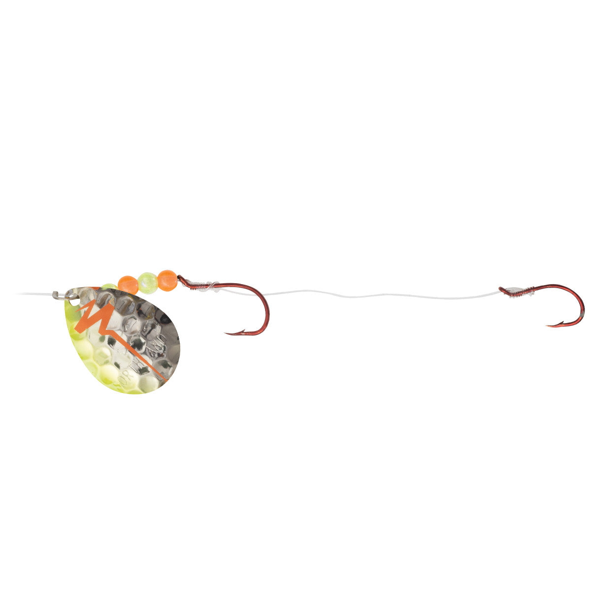 NORTHLAND GRAVEL GRINDER HARNESS - 1/CARD - 60" SNELL - #4 COLORADO - #2/#4 HOOKS - CHARTREUSE RACECAR