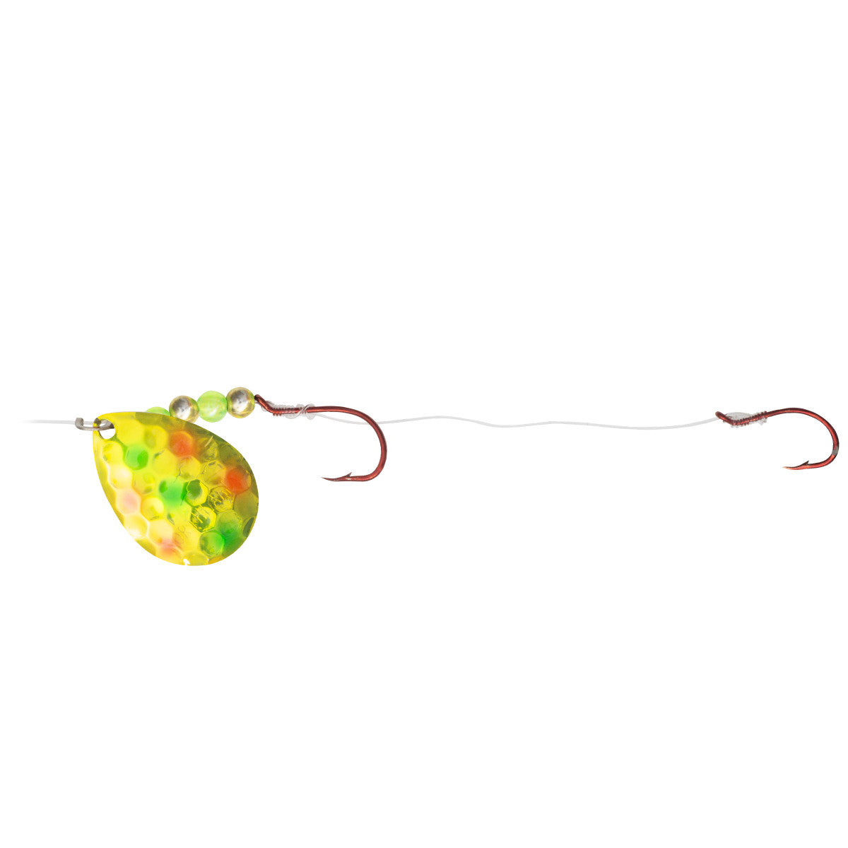 NORTHLAND GRAVEL GRINDER HARNESS - 1/CARD - 60" SNELL - #4 INDIANA - #2/#4 HOOKS - GOLD SNEEZE