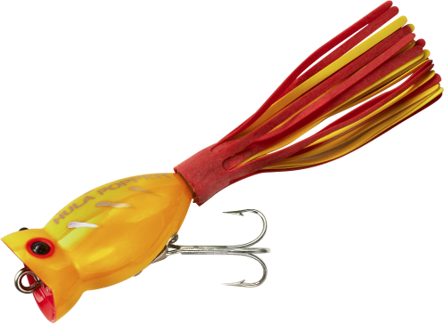 Arbogast Hula Popper G770: Yellow w/ Red & Yellow Skirt