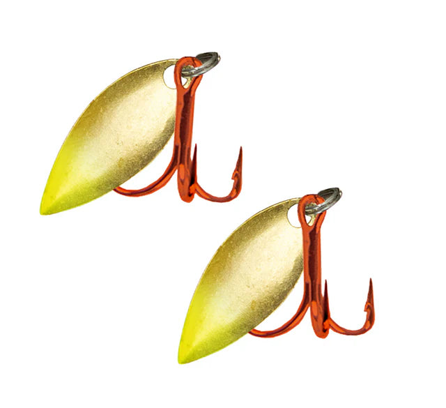 Acme 2 PK GOLD/GLOW STANDARD WILLOW BLADE #6 RED TREBLE HOOK