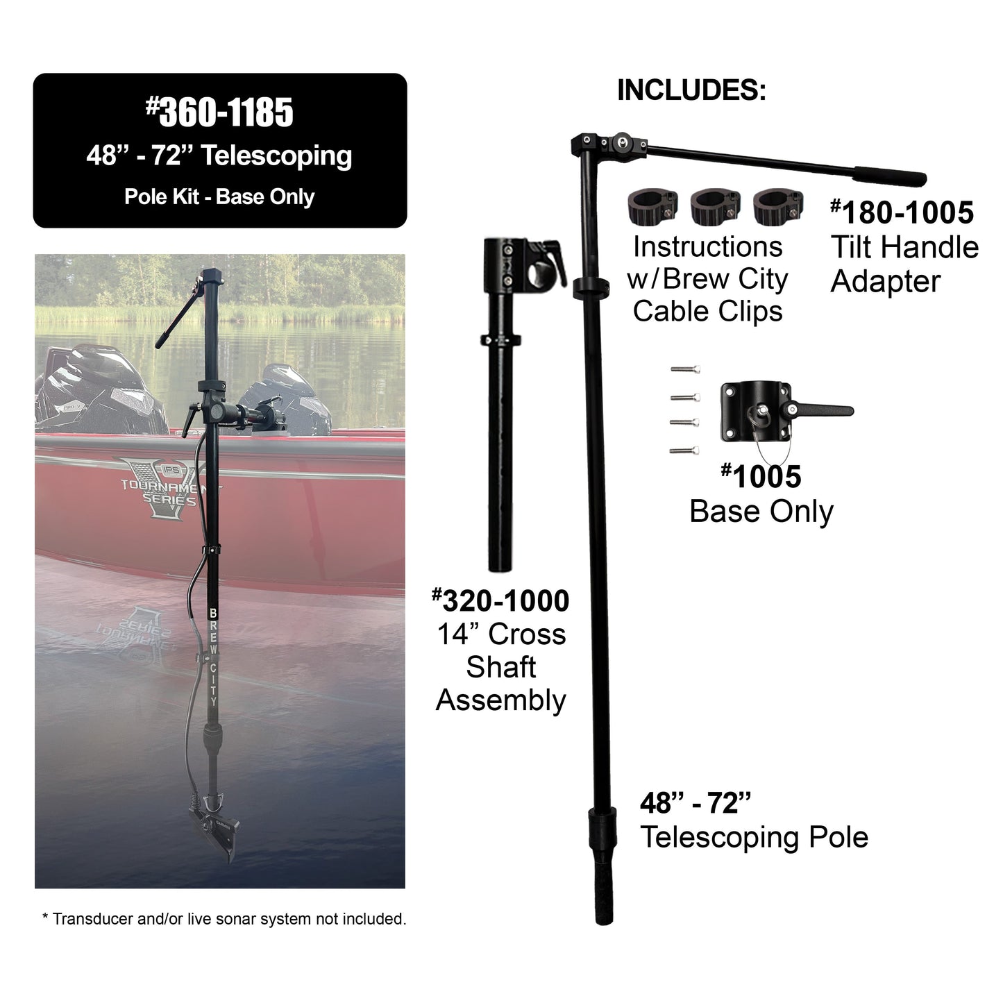Brew City 48" - 72" Telescoping Pole Kit with Base Only - #360-1185