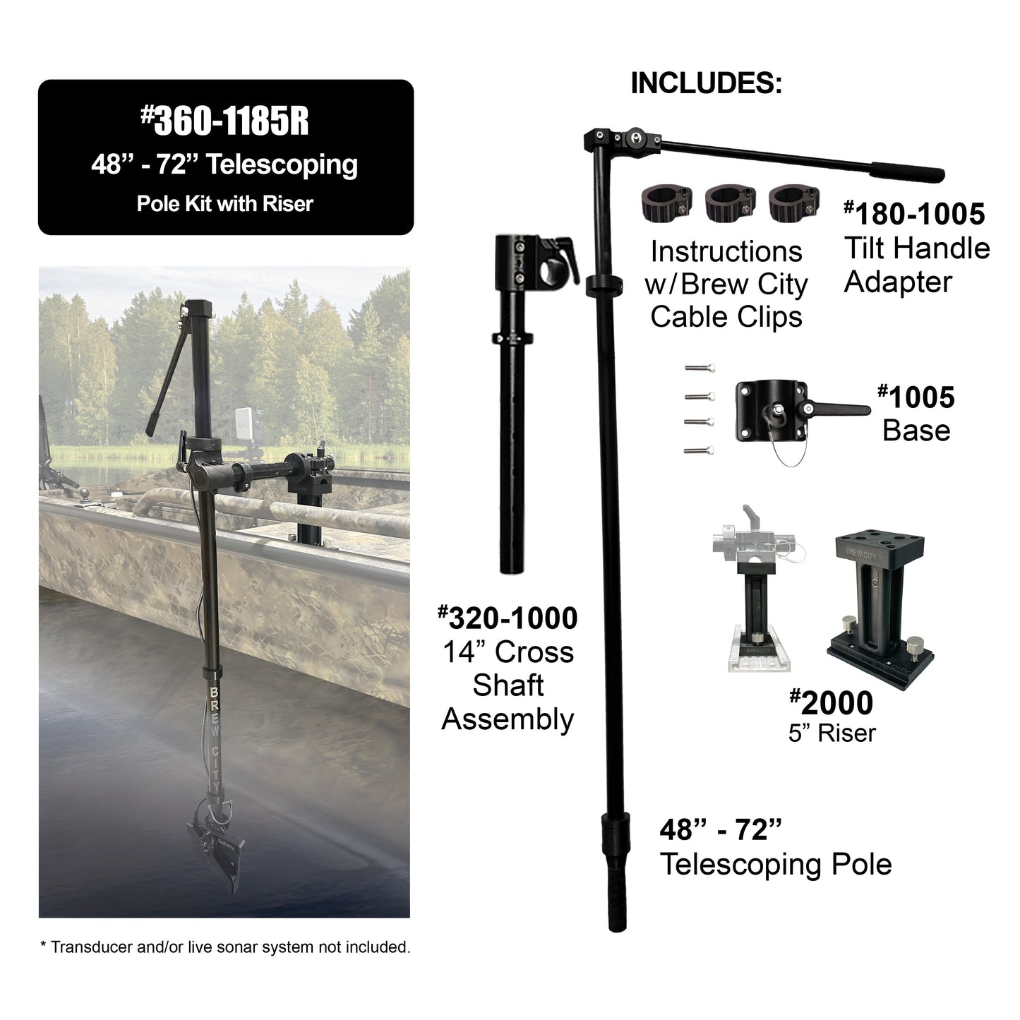 Brew City 48" - 72" Telescoping Pole Kit with 5" Riser - #360-1185R