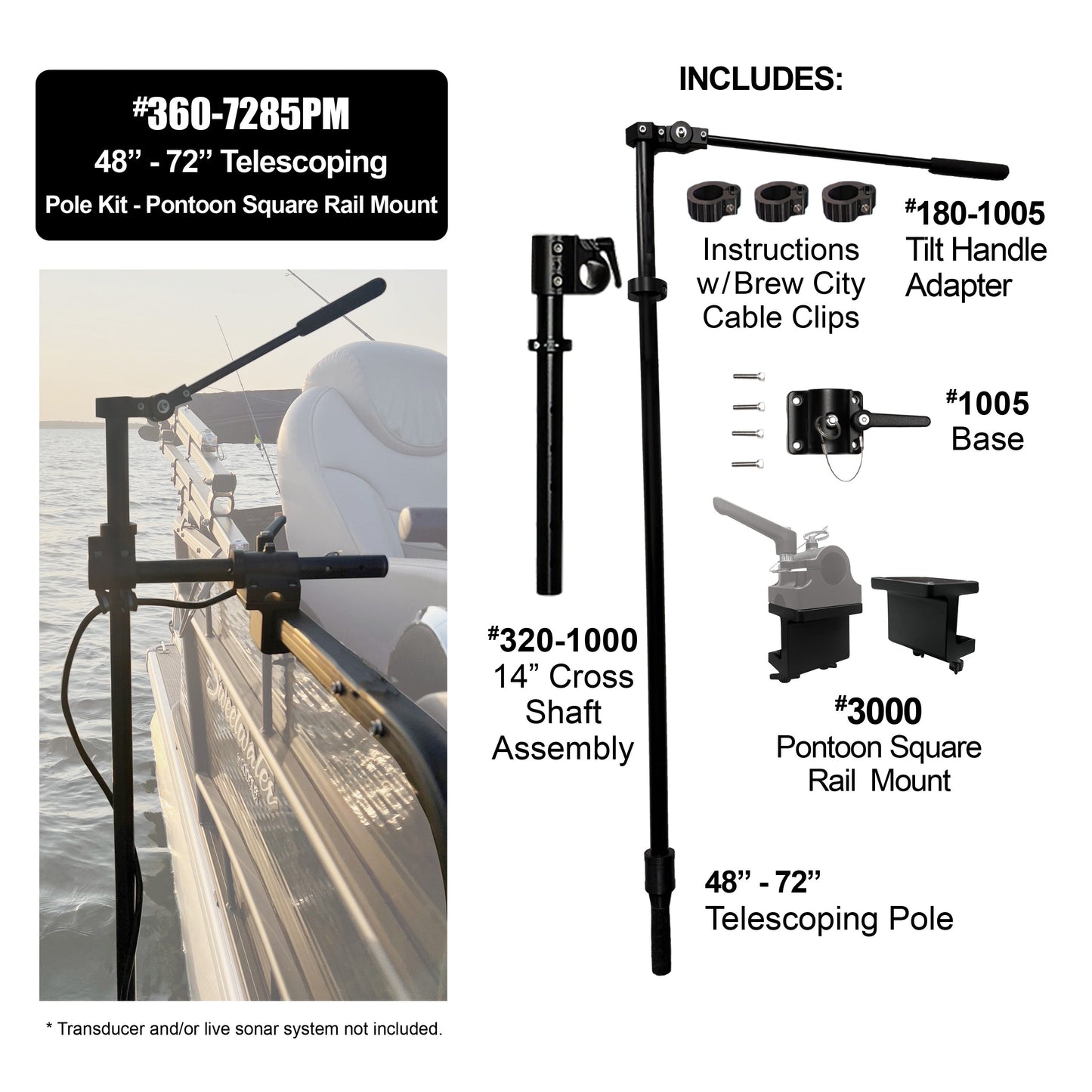 Brew City 48" - 72" Telescoping Pole Kit with Pontoon Mount - #360-7285PM