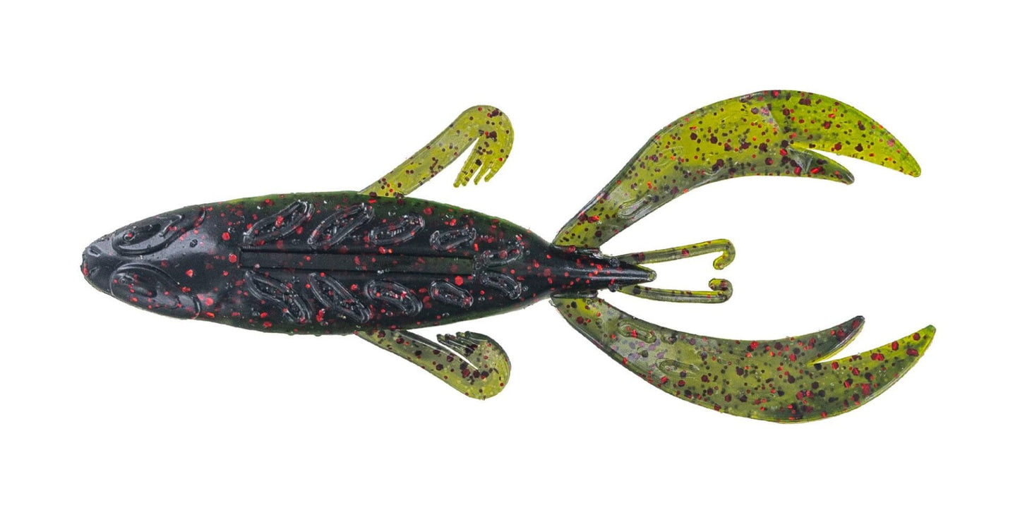 BIG BITE BAITS 4" ROJAS FIGHTING FROG / BLACK NEON/WATERMELON RED FLAKE (7 PACK)