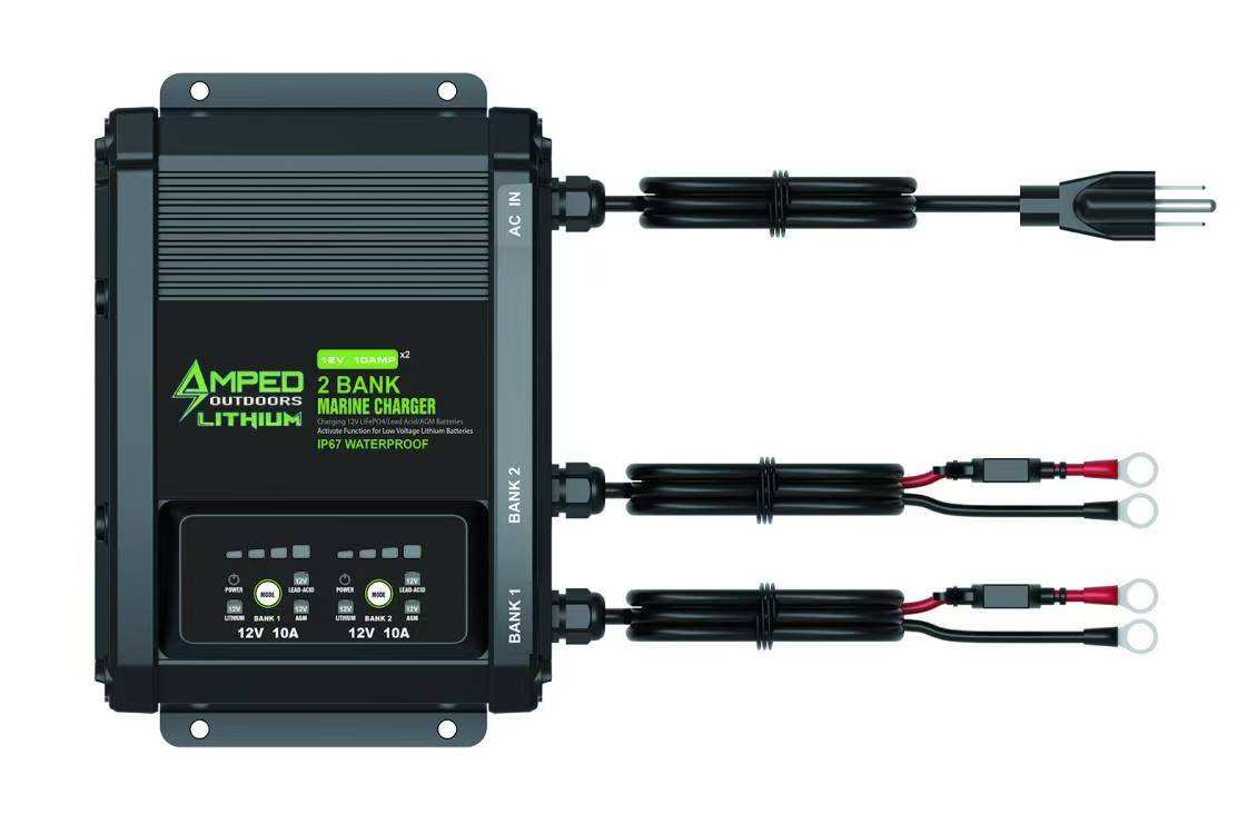 Amped Outdoors 2 Bank 12V 10ah On-Board Battery Charger