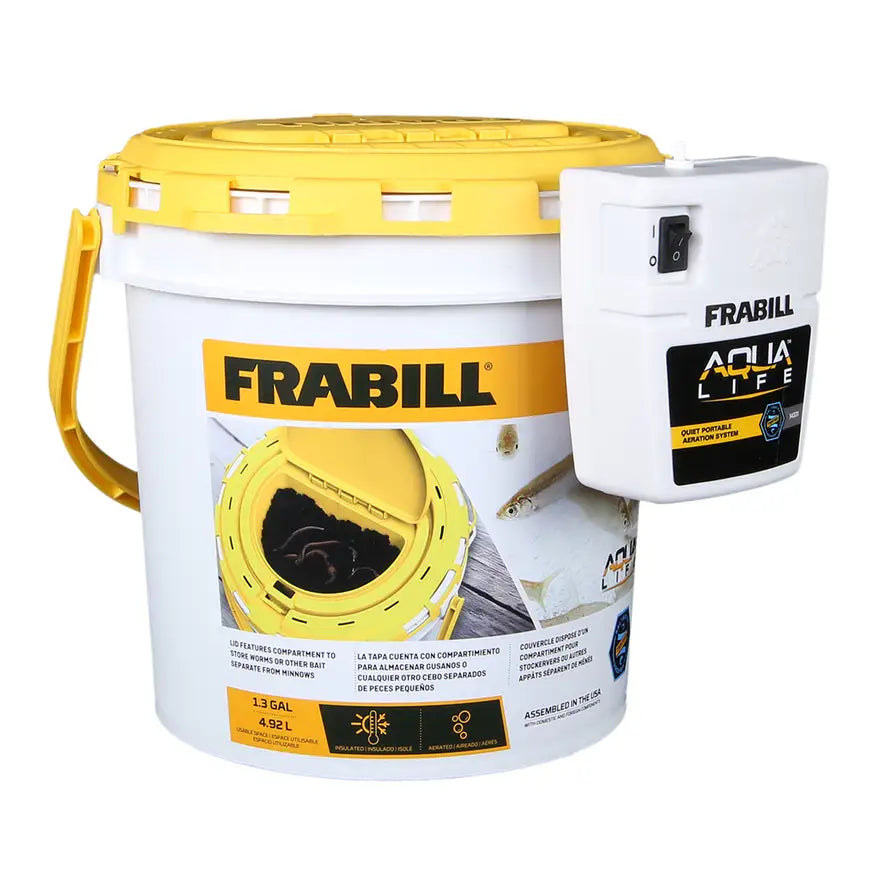 Frabill Dual Fish Bait Bucket w/Clip-On Aerator PMC4823