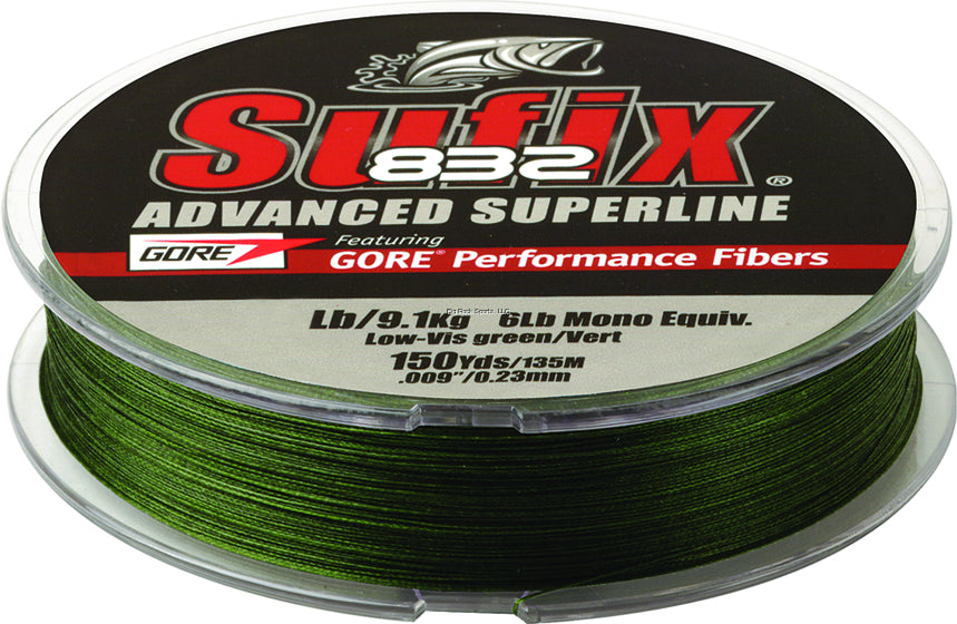 Sufix 660-110G 832 Advanced Superline Braid 10lb 300yd Lo-Vis Green Boxed