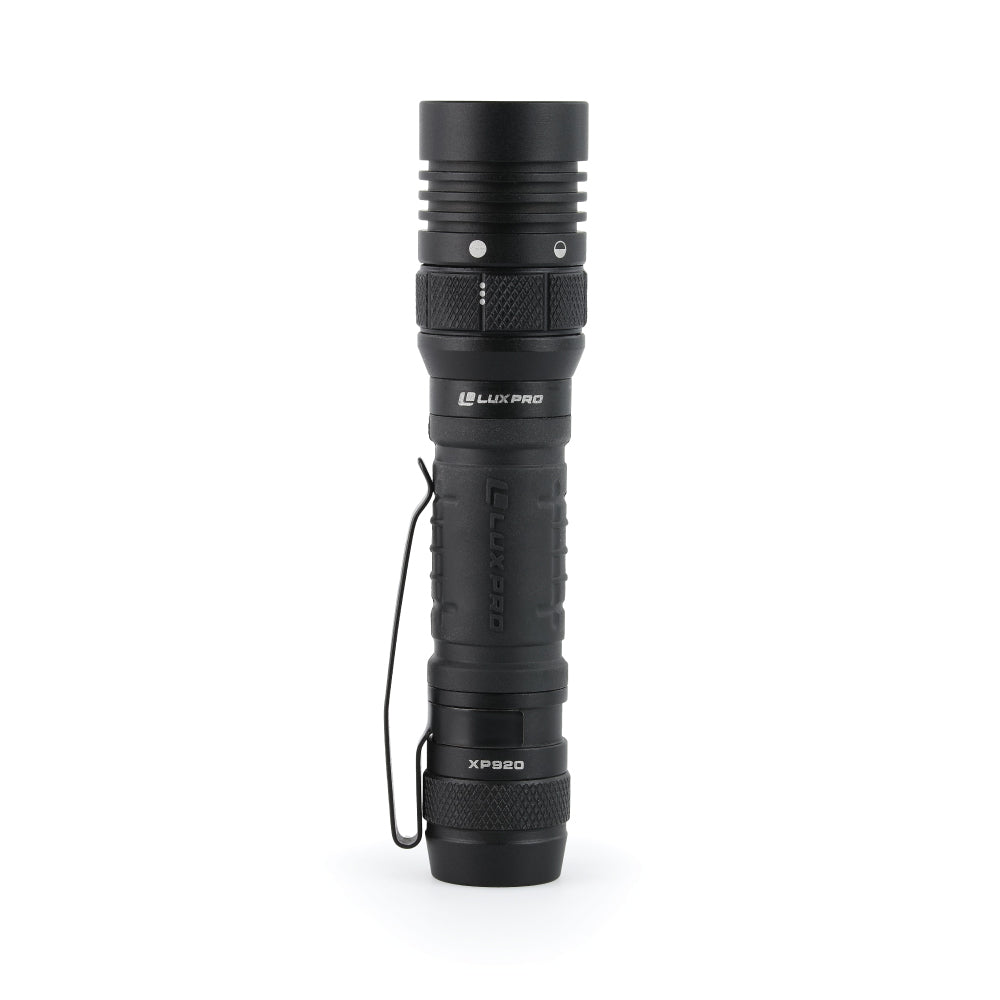 LUXPRO XP920 Pro Series 1000 Lumen LED Tactical Flashlight + Rechargeable Battery with Integrated Charging Port