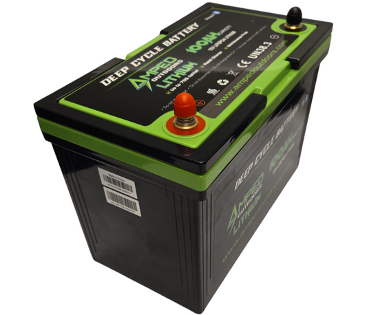 Amped 100Ah Lithium Battery (LiFePO4) 12.8V - Bluetooth - IP67 Waterproof - LIMITED QTY!