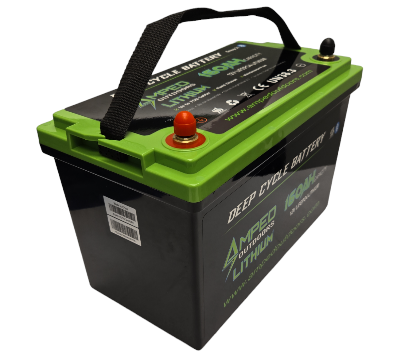 Amped 160Ah Lithium Battery (LiFePO4) 12.8V - Bluetooth - IP67 Waterproof - Heated