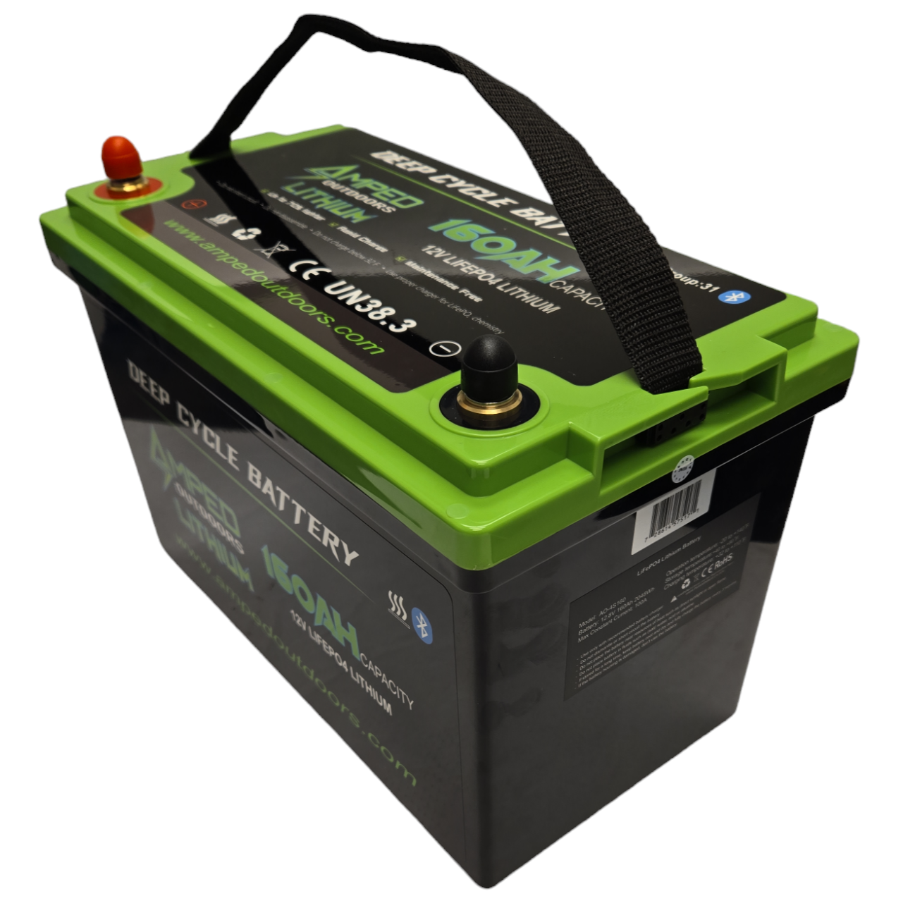 Amped 160Ah Lithium Battery (LiFePO4) 12.8V - Bluetooth - IP67 Waterproof - Heated