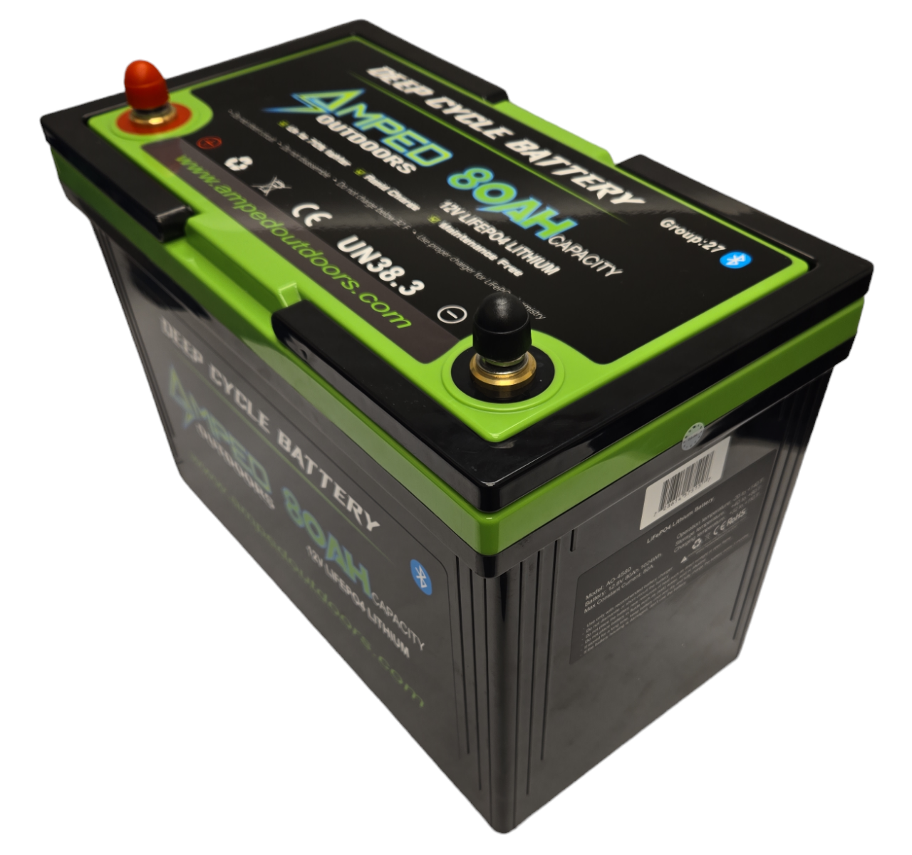 Amped 80Ah Lithium Battery (LiFePO4) 12.8V - Bluetooth