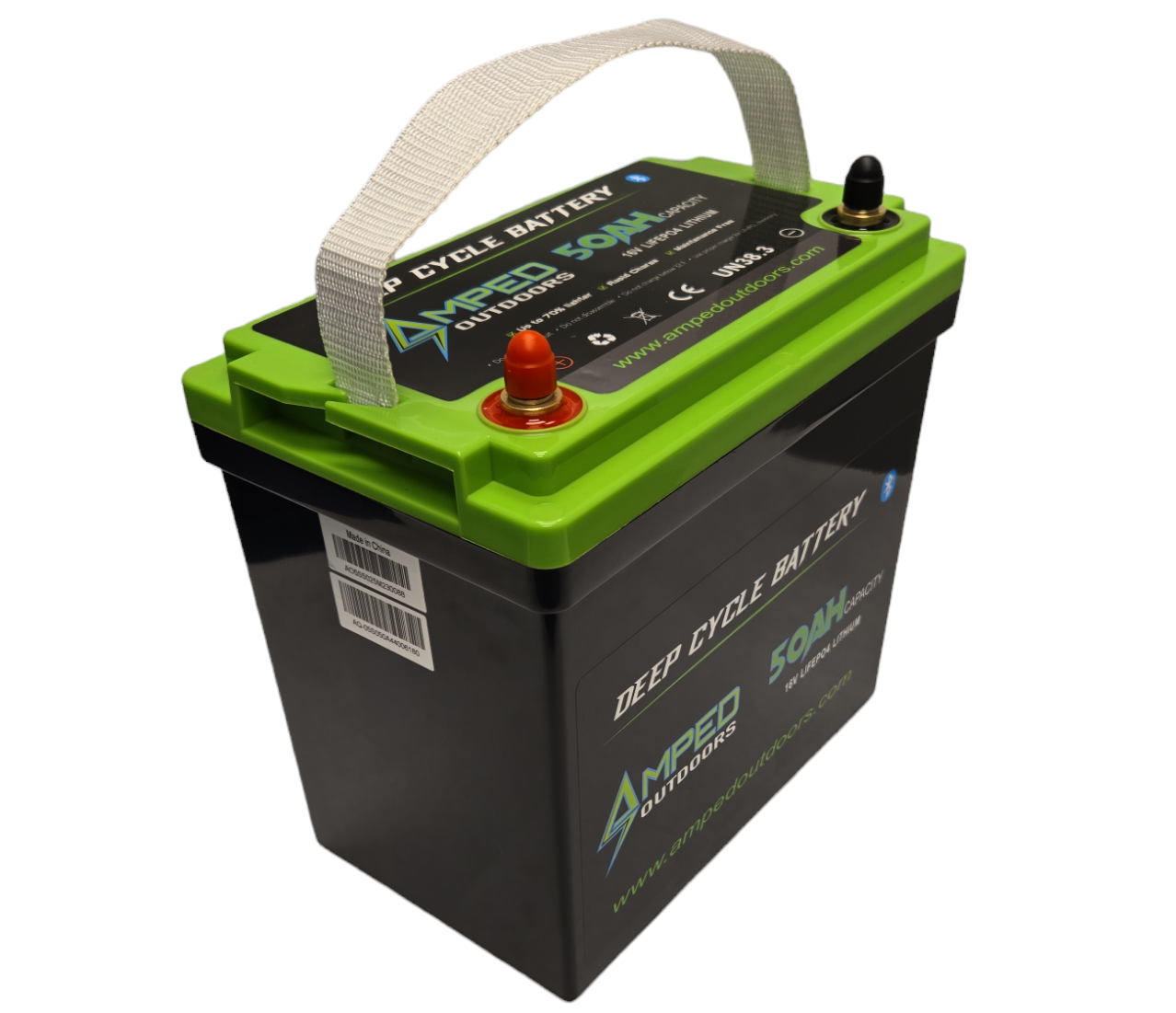 Amped 16V 50Ah LiFePO4 Battery - Bluetooth - IP67 Waterproof - On board Charger Included!