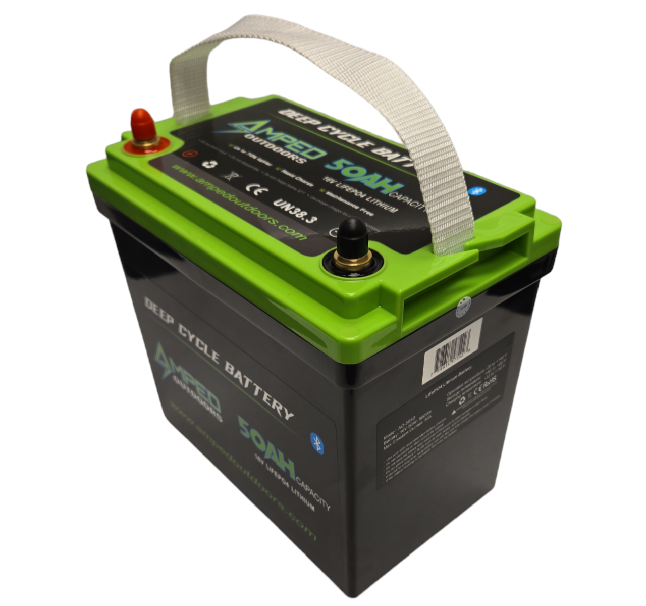 Amped 16V 50Ah LiFePO4 Battery - Bluetooth - IP67 Waterproof - On board Charger Included!