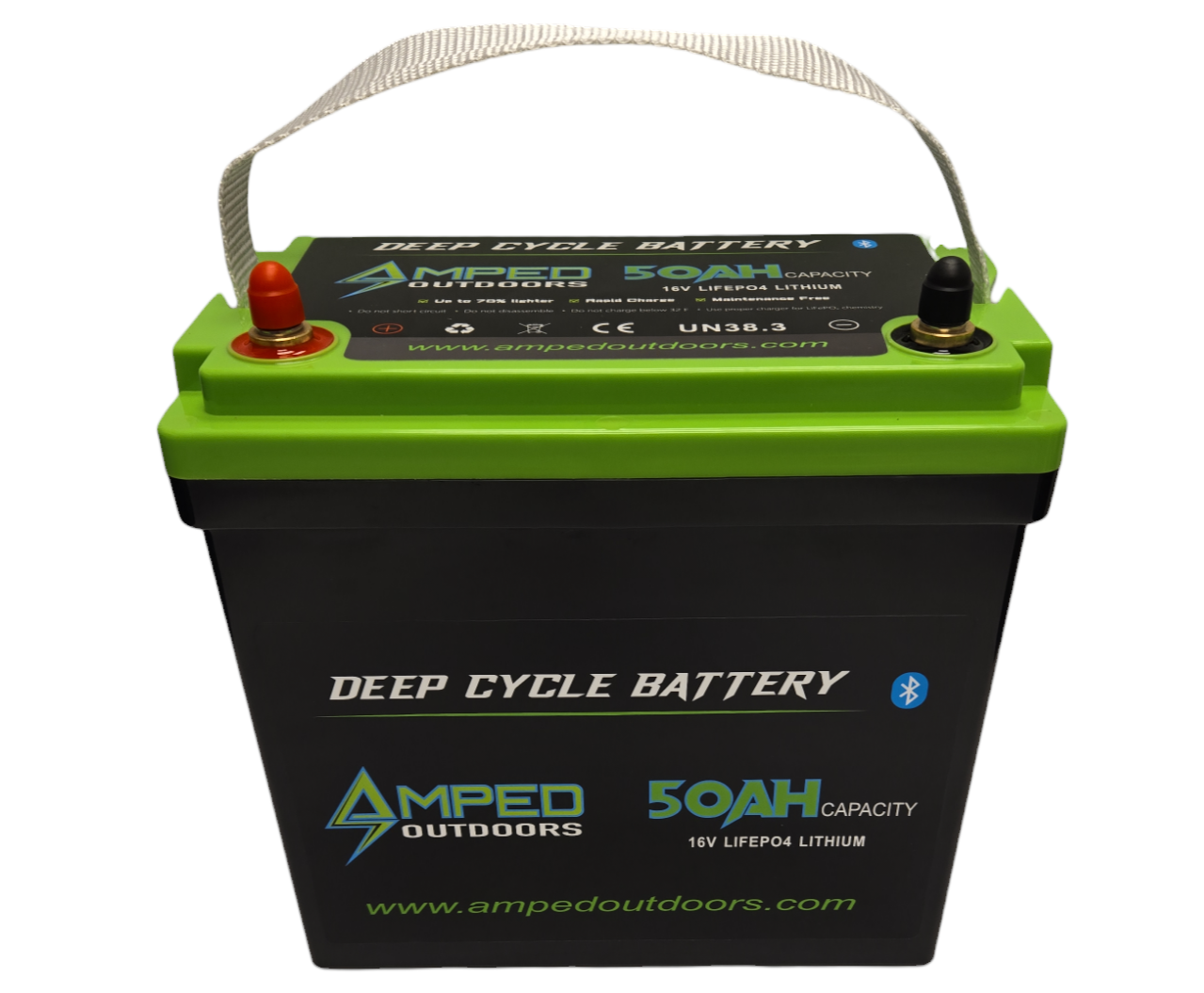 Amped 16V 50Ah LiFePO4 Battery - Bluetooth - IP67 Waterproof - On board Charger Included!