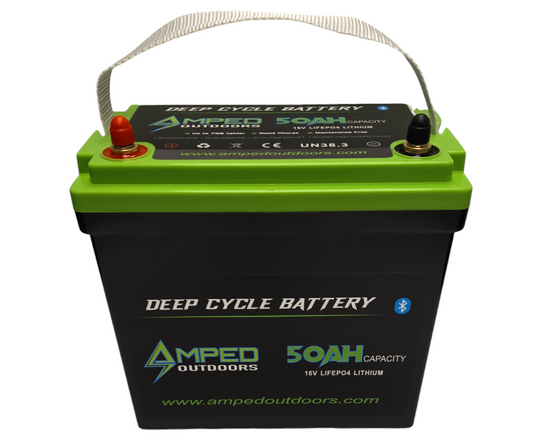 Amped 16V 50Ah LiFePO4 Battery - Bluetooth - IP67 Waterproof - On board Charger Included!