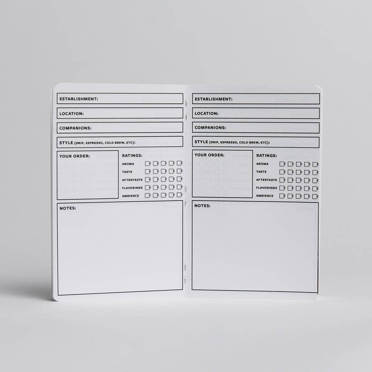 Coffee Log Book - Two 20-page books - Review local Shops