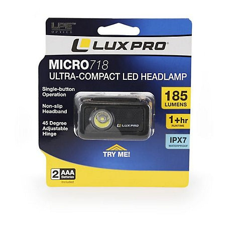 LUXPRO Micro Multi-Mode LED Headlamp 185 Lumens, LP718