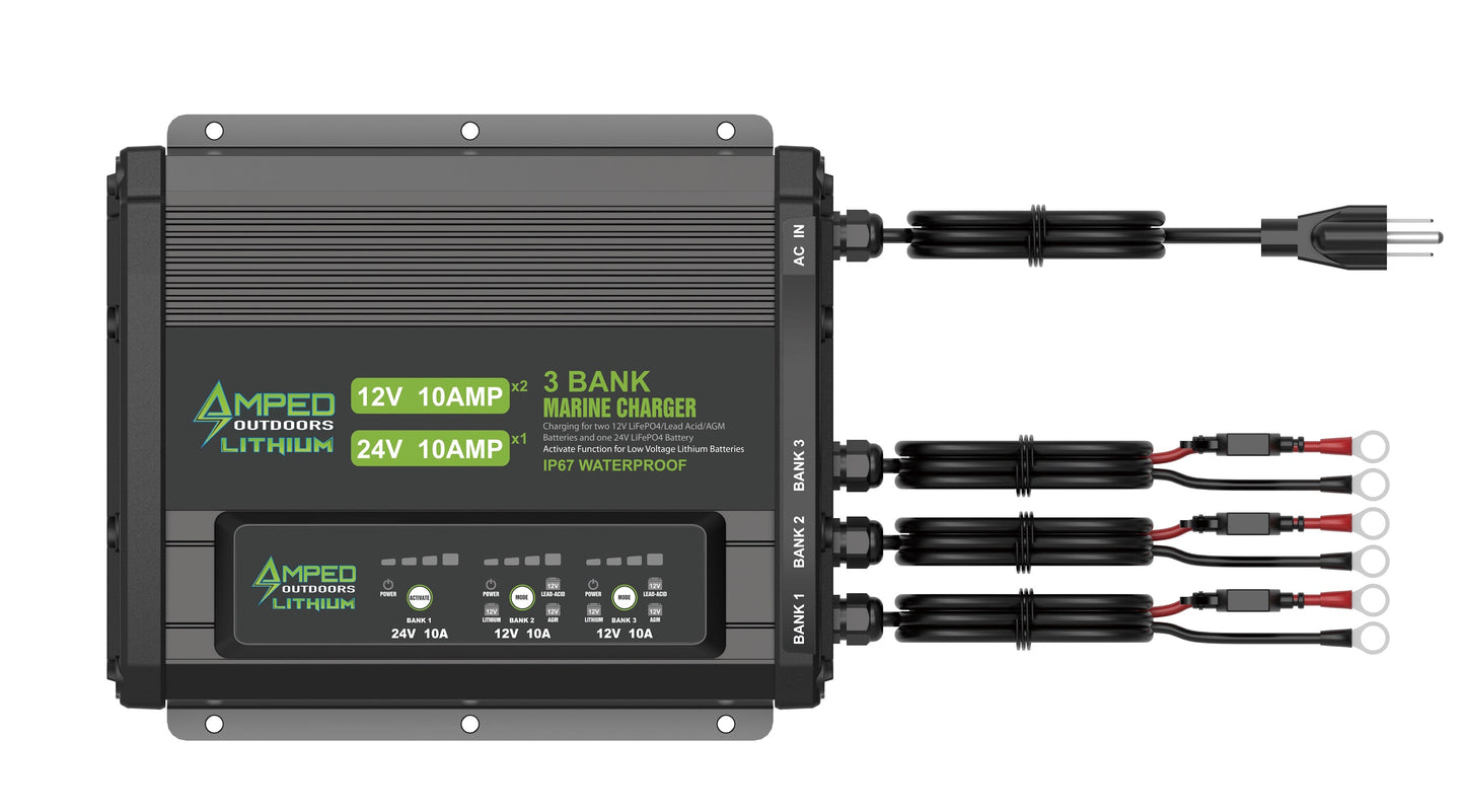 Amped Outdoors 3 Bank 12V/24V On-Board Battery Charger