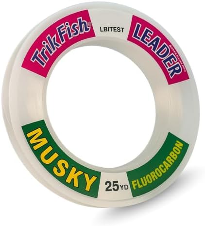 TrikFish Musky Leader Line - Musky Fishing Line - Fluorocarbon Leader - 25 YD 60lb