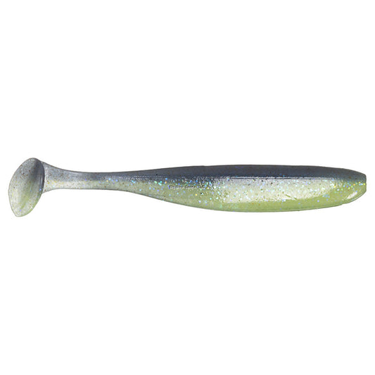 Keitech ES4450 Easy Shiner, Electric Blue Chartreuse, 4", Shad Shaped Paddletail Swimbait, 7Pk, Blister Pack, Squid Scent Infused