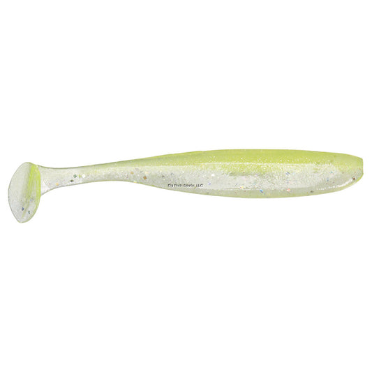 Keitech ES3484 Easy Shiner, Chartreuse Shad, 3", Shad Shaped Paddletail Swimbait, 10Pk, Tray & Bag, Squid Scent Infused