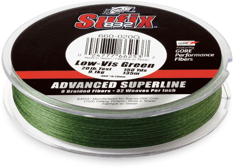 Sufix 660-080G 832 Advanced Superline Braid 80lb 150yd Lo-Vis Green