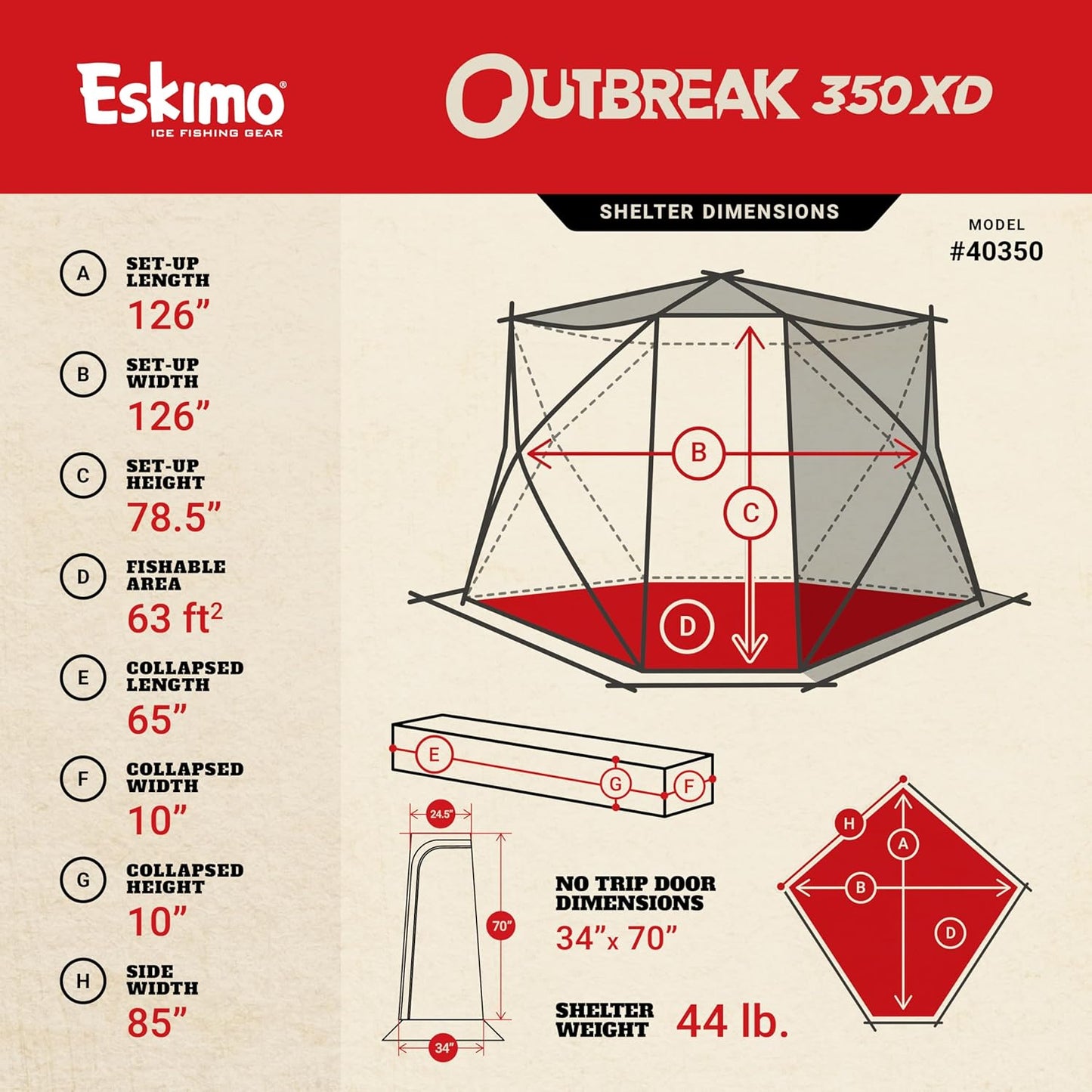 Eskimo Outbreak 350XD Insulated Shelter [Shipping Size 58x11x11=112]
