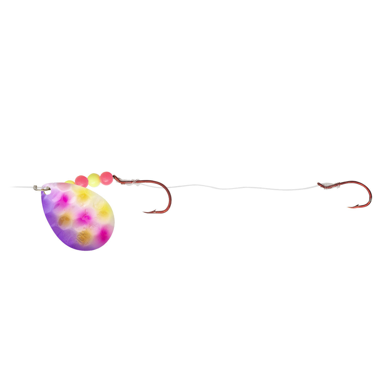 NORTHLAND GRAVEL GRINDER HARNESS - 1/CARD - 60" SNELL - #6 COLORADO - #1/#2 HOOKS - SUPER - GLO PURPLE WONDER
