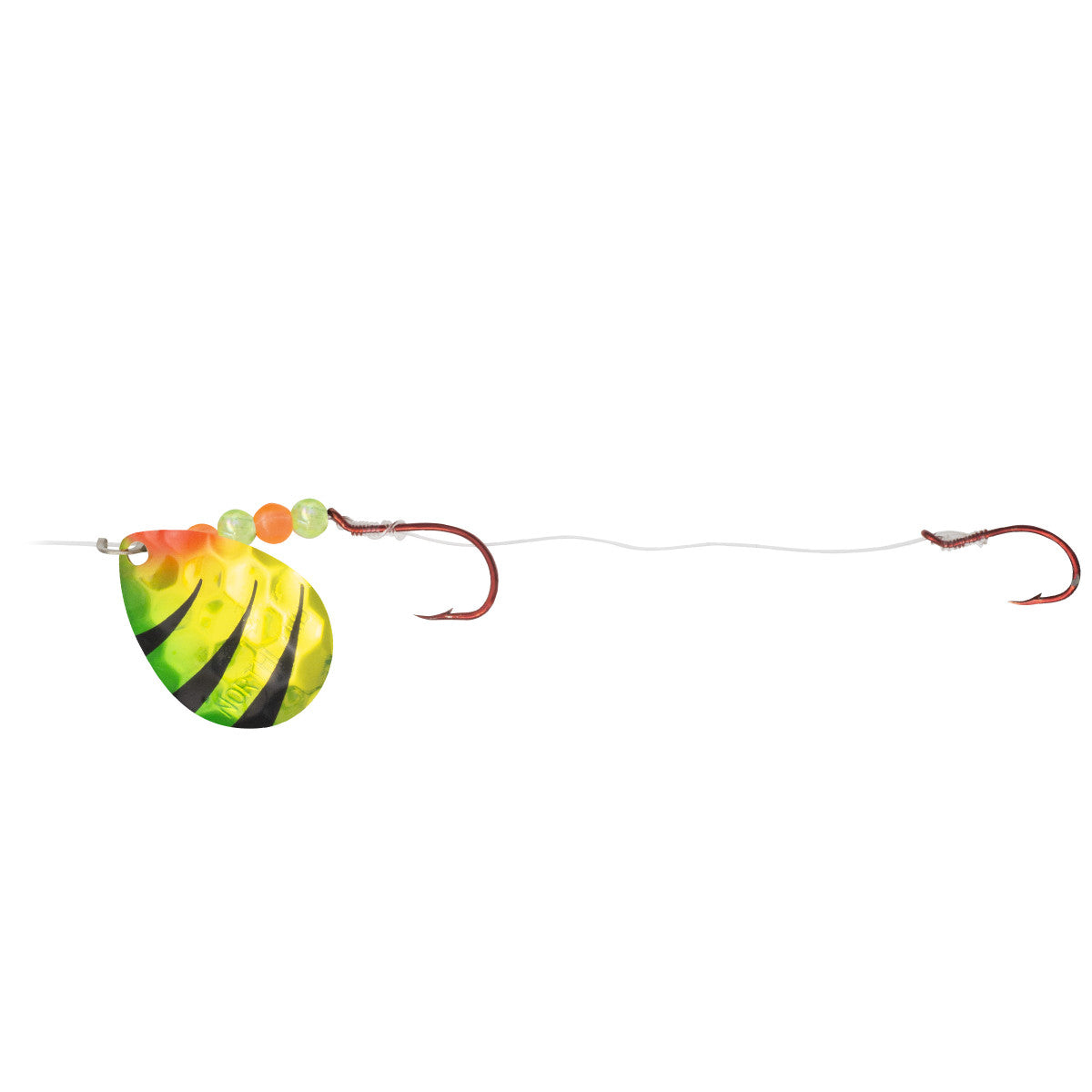 NORTHLAND GRAVEL GRINDER HARNESS - 1/CARD - 60" SNELL - #4 INDIANA - #2/#4 HOOKS - GOLDEN PERCH