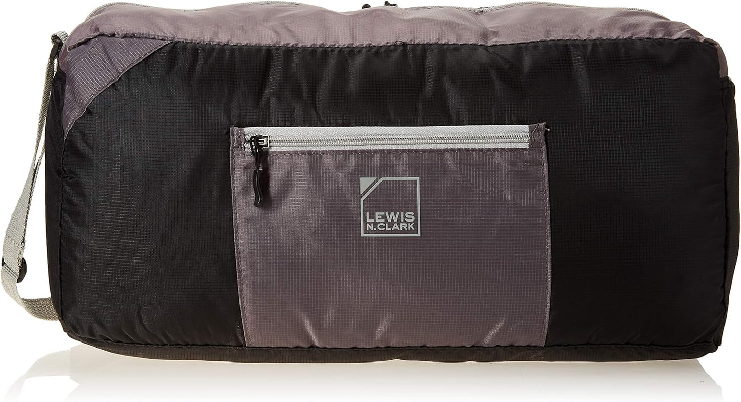 Lewis N. Clark 18-Inch-Packable Duffel With Neoprene Zip Pouch Duffel Bag, Black/Gray