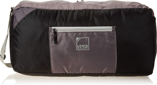 Lewis N. Clark 18-Inch-Packable Duffel With Neoprene Zip Pouch Duffel Bag, Black/Gray