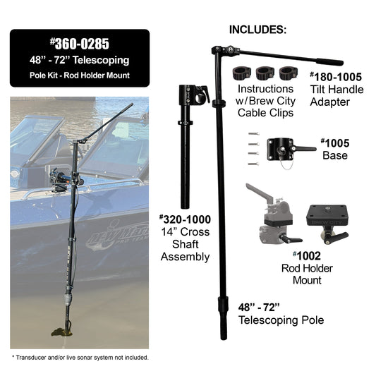Brew City 48" - 72" Telescoping Pole Kit with Rod Holder Mount - #360-0285