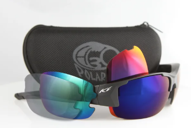 H3O Ice Elite PLUS Polarized Fishing Sunglasses – Black Frame – 4 Interchangeable Lenses