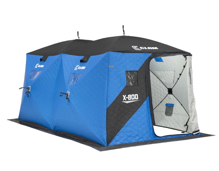 Clam X-800 Thermal Insulated 6-Sided Double Hub Ice Fishing Shelter