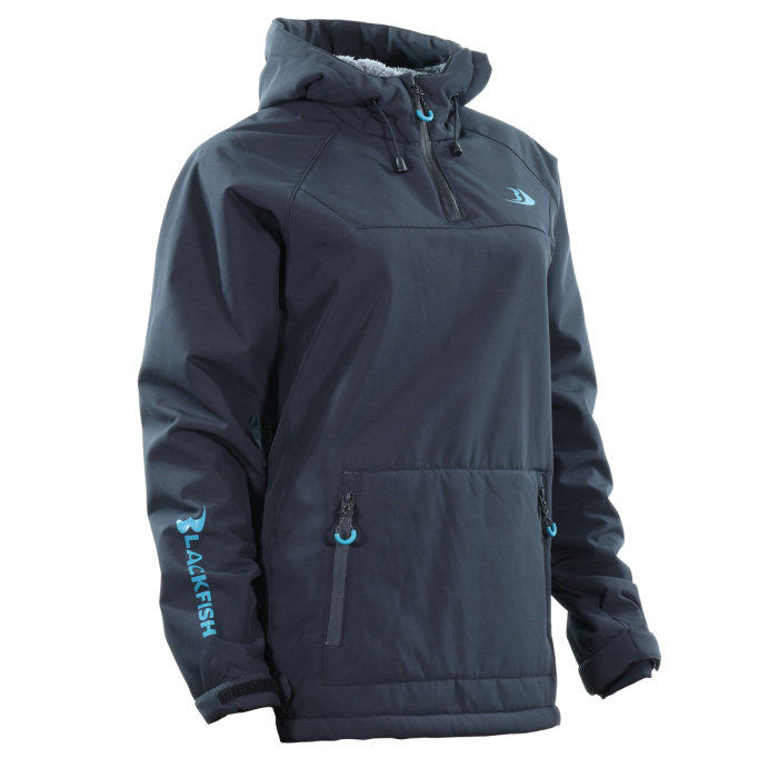 Blackfish Women's Squall Soft-Shell Pullover Black/Teal (Updated Fit)