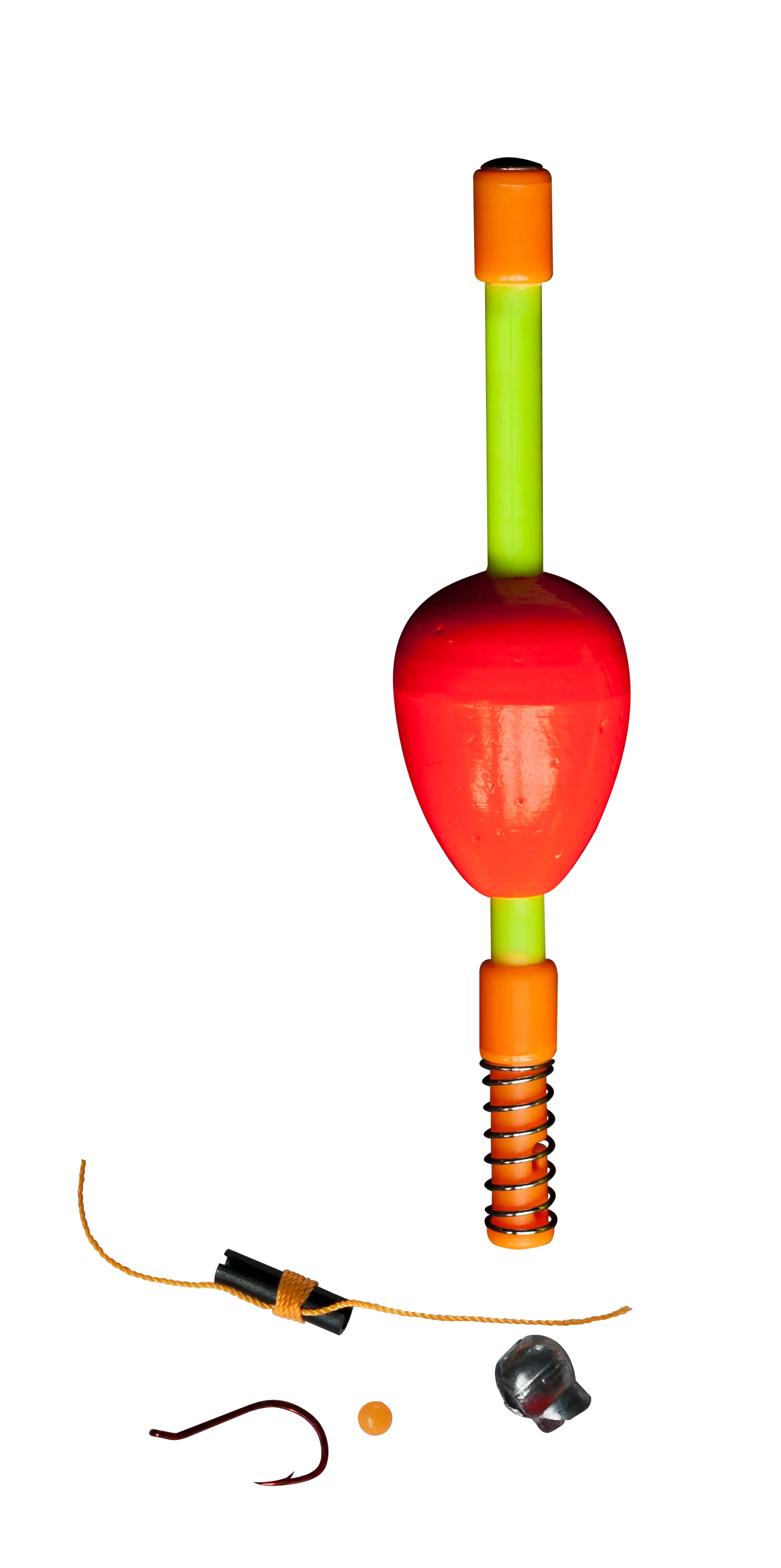 ROD N BOBBS DUZ-IT-ALL 1.5" ORANGE SLIP BOBBER RED #4 HOOK