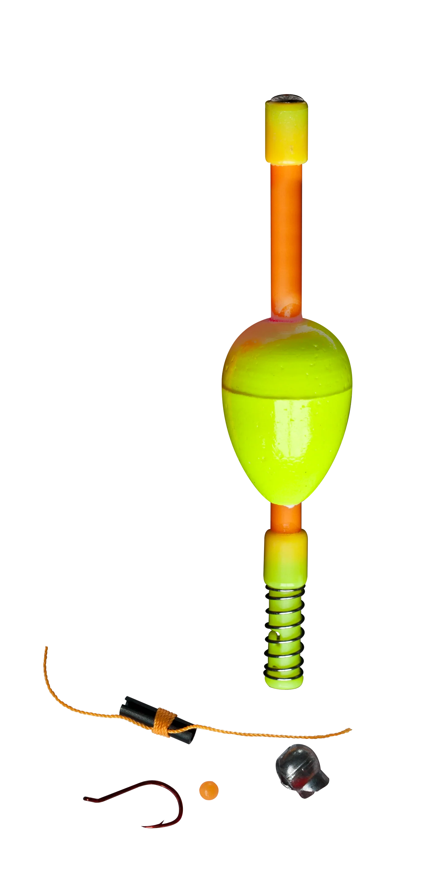 ROD N BOBBS DUZ-IT-ALL 1.25" YELLOW SLIP BOBBER RED #6 HOOK