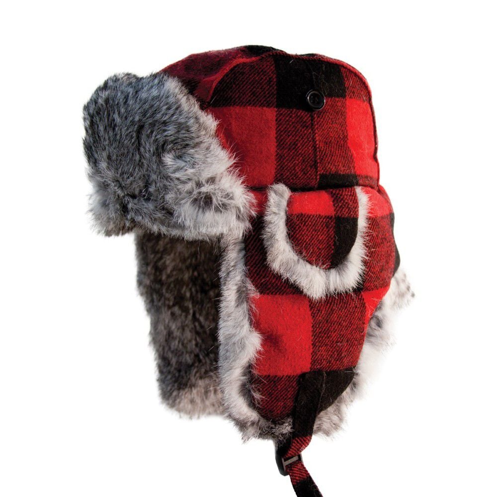 Eskimo Buffalo Plaid Alaskan Fur Hat Medium