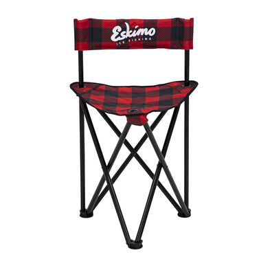 Eskimo Folding Ice Fishing Chair with 600 Denier Plaid Pattern Fabric and Carrying Bag