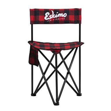 Eskimo X-Large Folding Ice Fishing Chair with 600 Denier Plaid Pattern Fabric and Carrying Bag