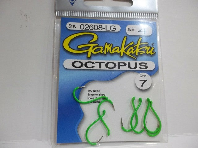 Gamakatsu Octopus Hook lime green size 4 model 02608LG