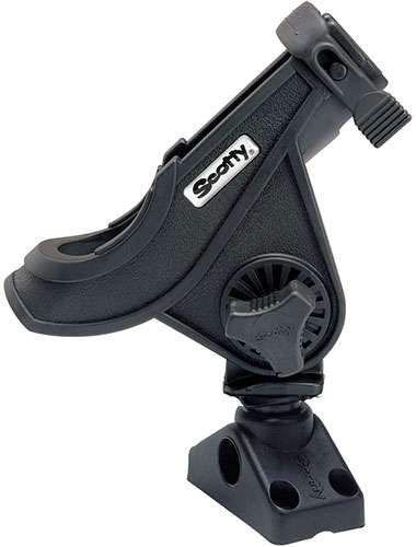 Scotty 280-BK Bait Caster/Spinning Rod Holder w/ 241 Deck/Side Mount - Black