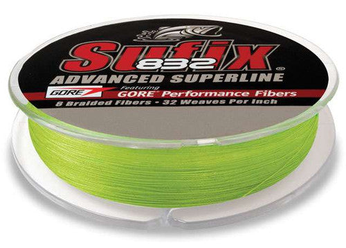 Sufix 660-015L 832 Advanced Superline Braid 10lb 150yd Hi-Vis LIME