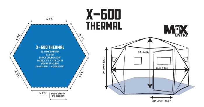 CLAM X-600 Thermal - Ice Ops Thermal Shelter [74x15x15=134]